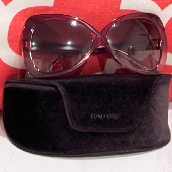 Tom Ford Women's Square Red Rose Sunglasses - Picture 2 of 11